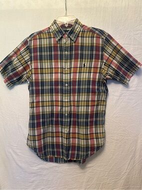 Ralph Lauren Classic Fit Madras Plaid Button Down Shirt Men’s Small Short Sleeve